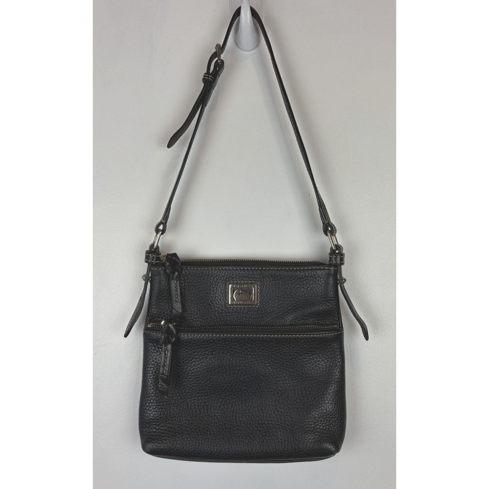 Dooney and Bourke Purse Black Pebble Leather Messenger Shoulder Bag Quality Read